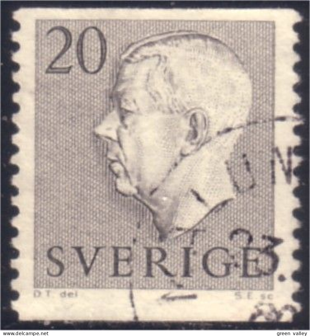 840 Sweden 1952 Gustav VI Adolph 20o Gris Grey (SWE-341) - Oblitérés