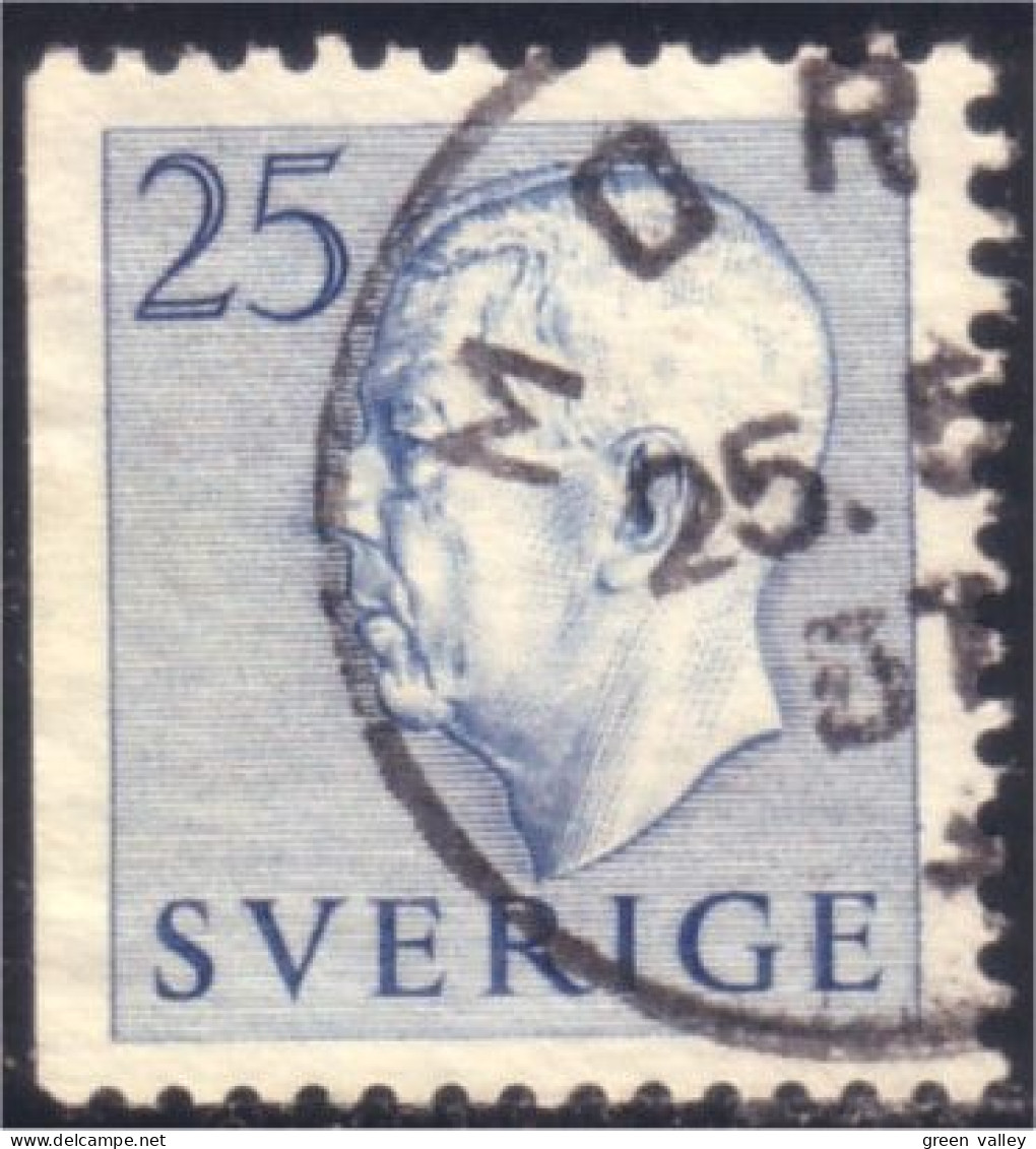 840 Sweden 1954 Gustav VI Adolph 25o Bleu (SWE-336) - Oblitérés