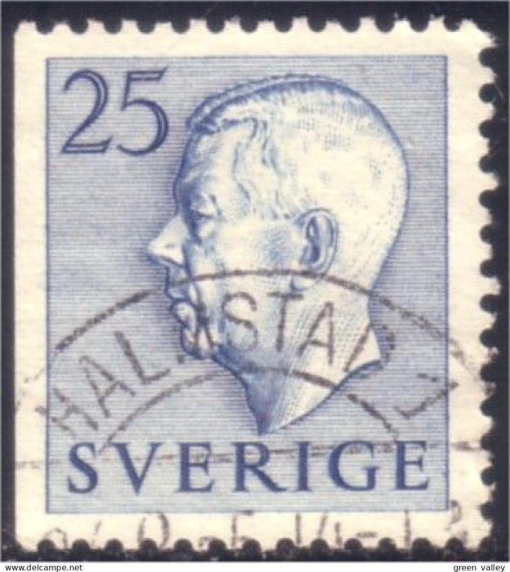840 Sweden 1954 Gustav VI Adolph 25o Bleu (SWE-338) - Used Stamps