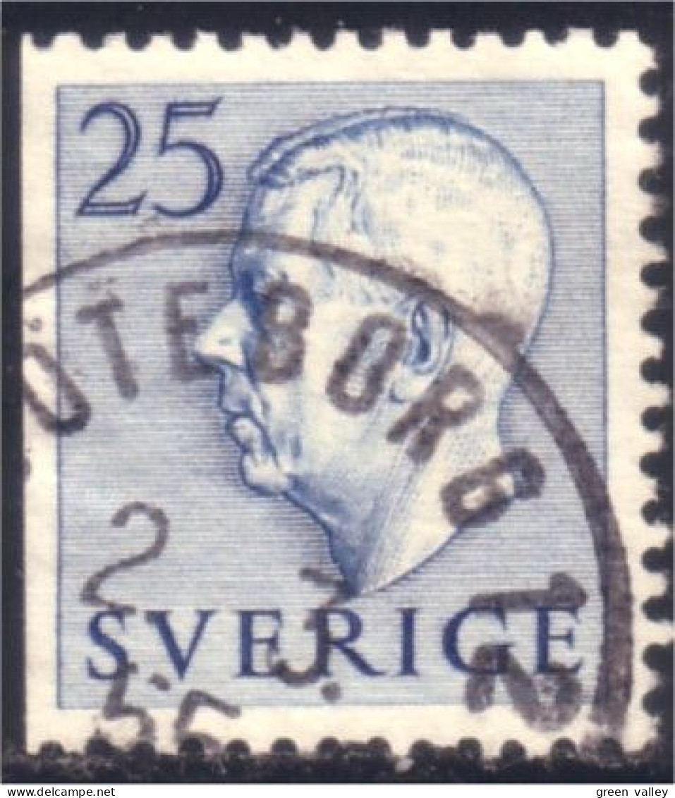 840 Sweden 1954 Gustav VI Adolph 25o Bleu (SWE-337) - Used Stamps