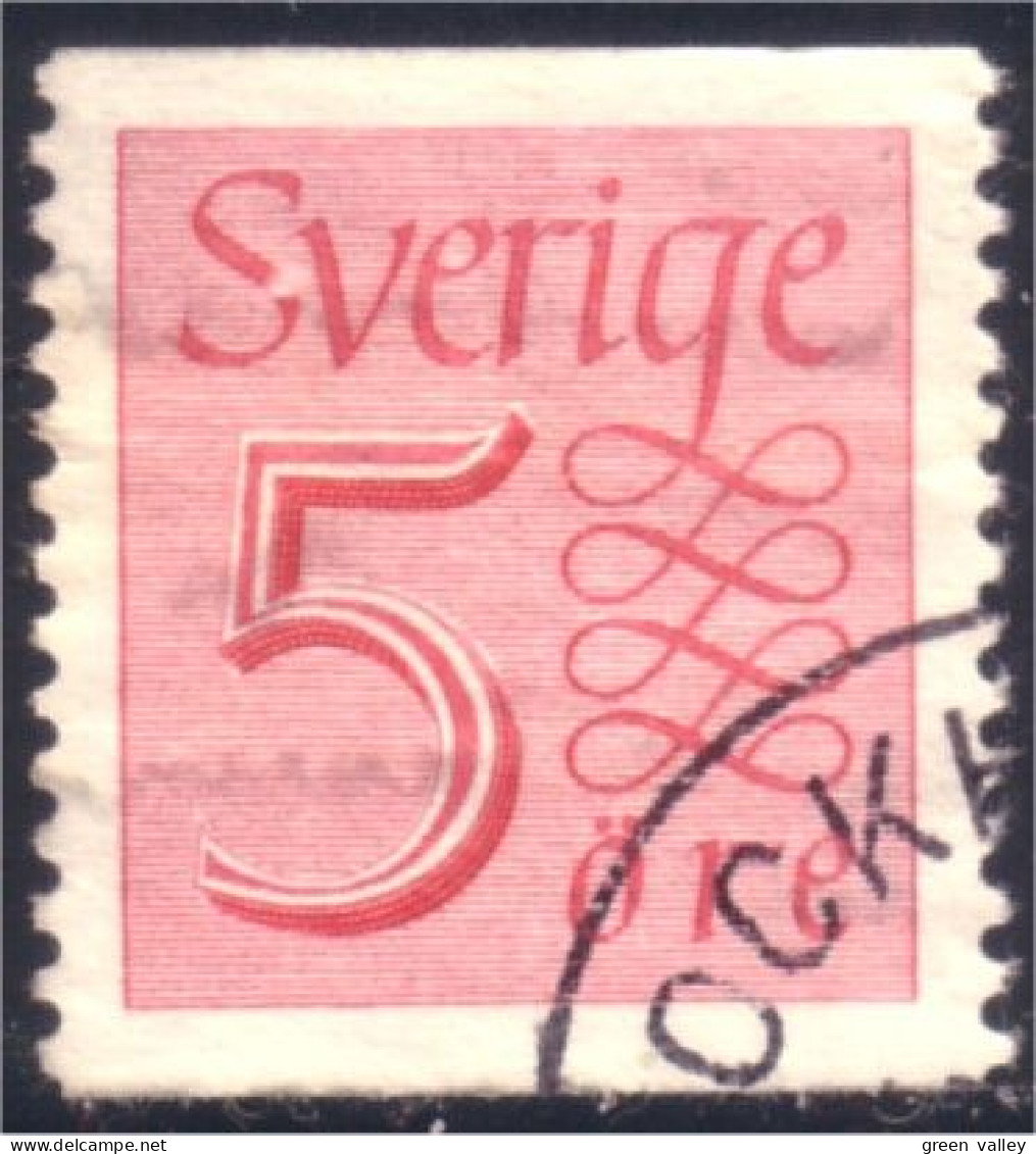 840 Sweden 1951 Numeral Chiffre 5o Rose (SWE-332) - Used Stamps