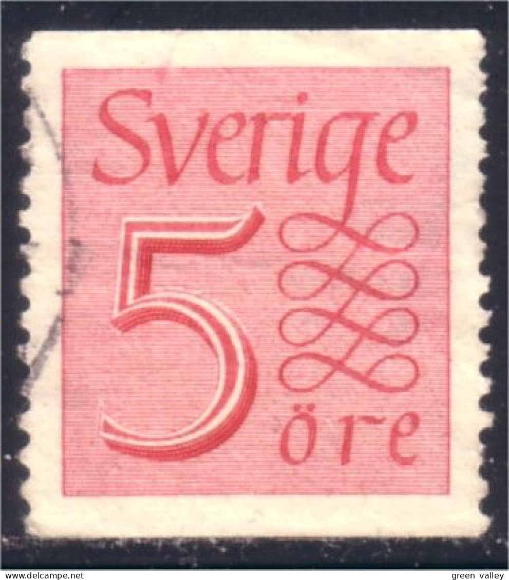 840 Sweden 1951 Numeral Chiffre 5o Rose (SWE-333) - Usados