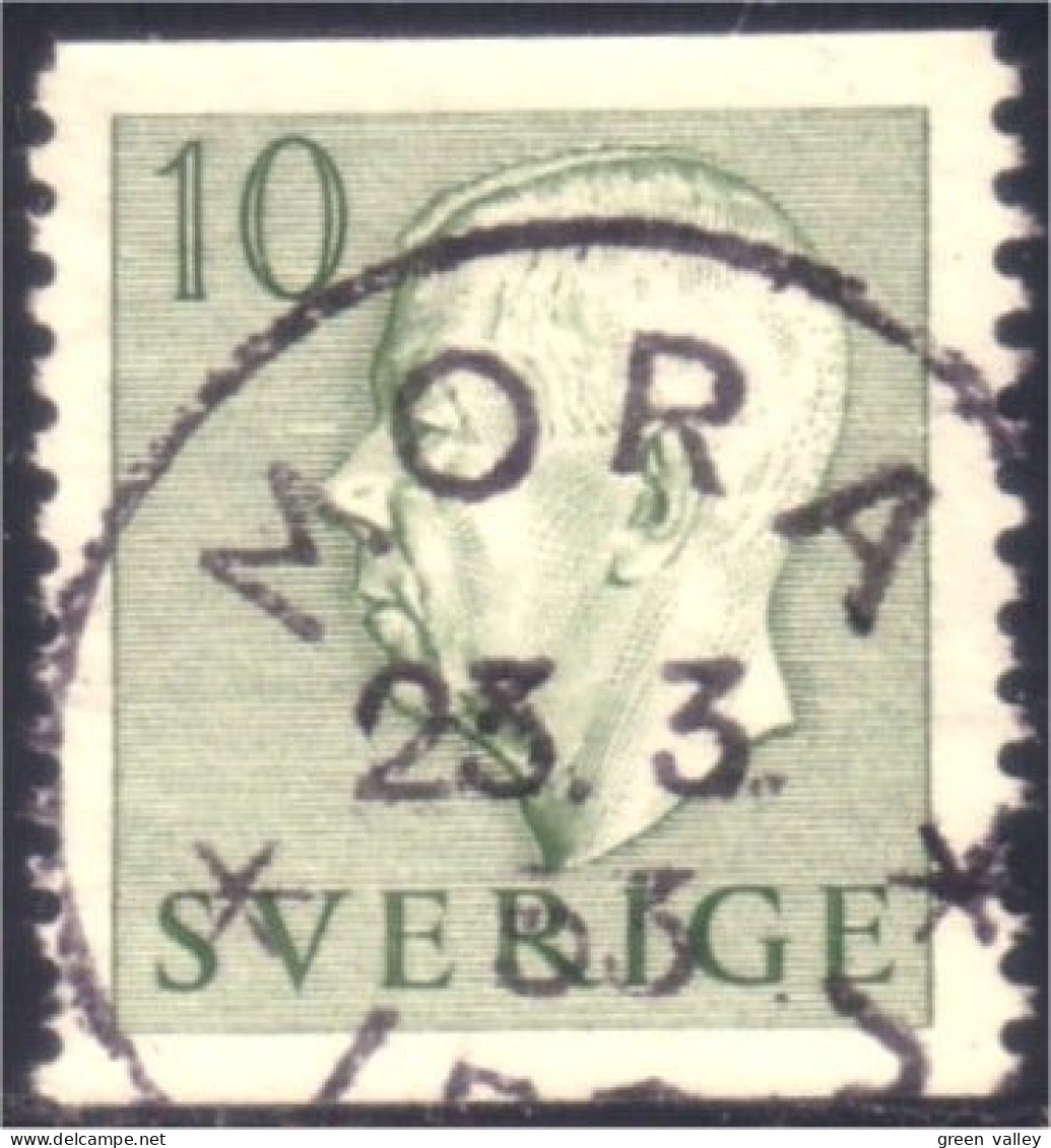 840 Sweden 1951 Gustav VI Adolph 10o Vert Green (SWE-317) - Gebraucht