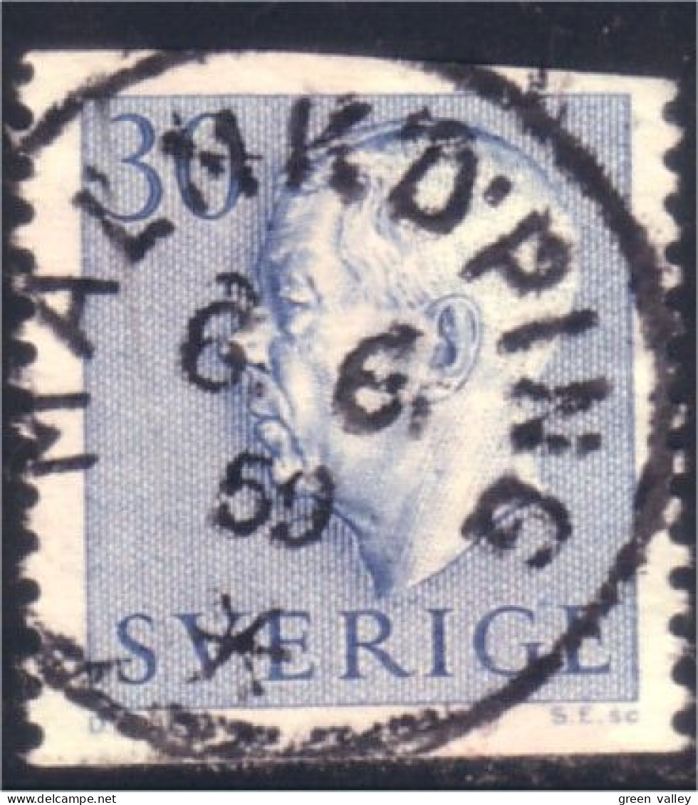 840 Sweden 1951 Gustav VI Adolph 30o Bleu (SWE-321) - Oblitérés