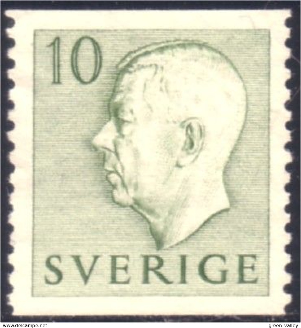 840 Sweden 1951 Gustav VI Adolph 10o Vert Green No Gum Sans Gomme (SWE-318) - Oblitérés