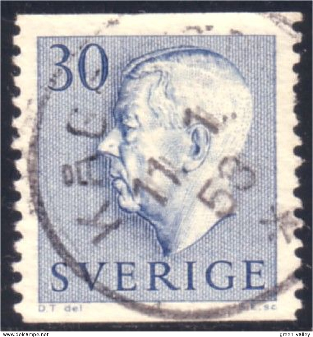 840 Sweden 1951 Gustav VI Adolph 30o Bleu (SWE-320) - Oblitérés