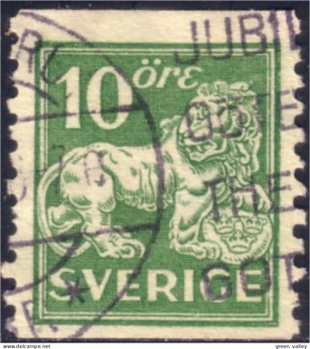 840 Sweden Lion Arms 10o Vert Green (SWE-109) - Used Stamps