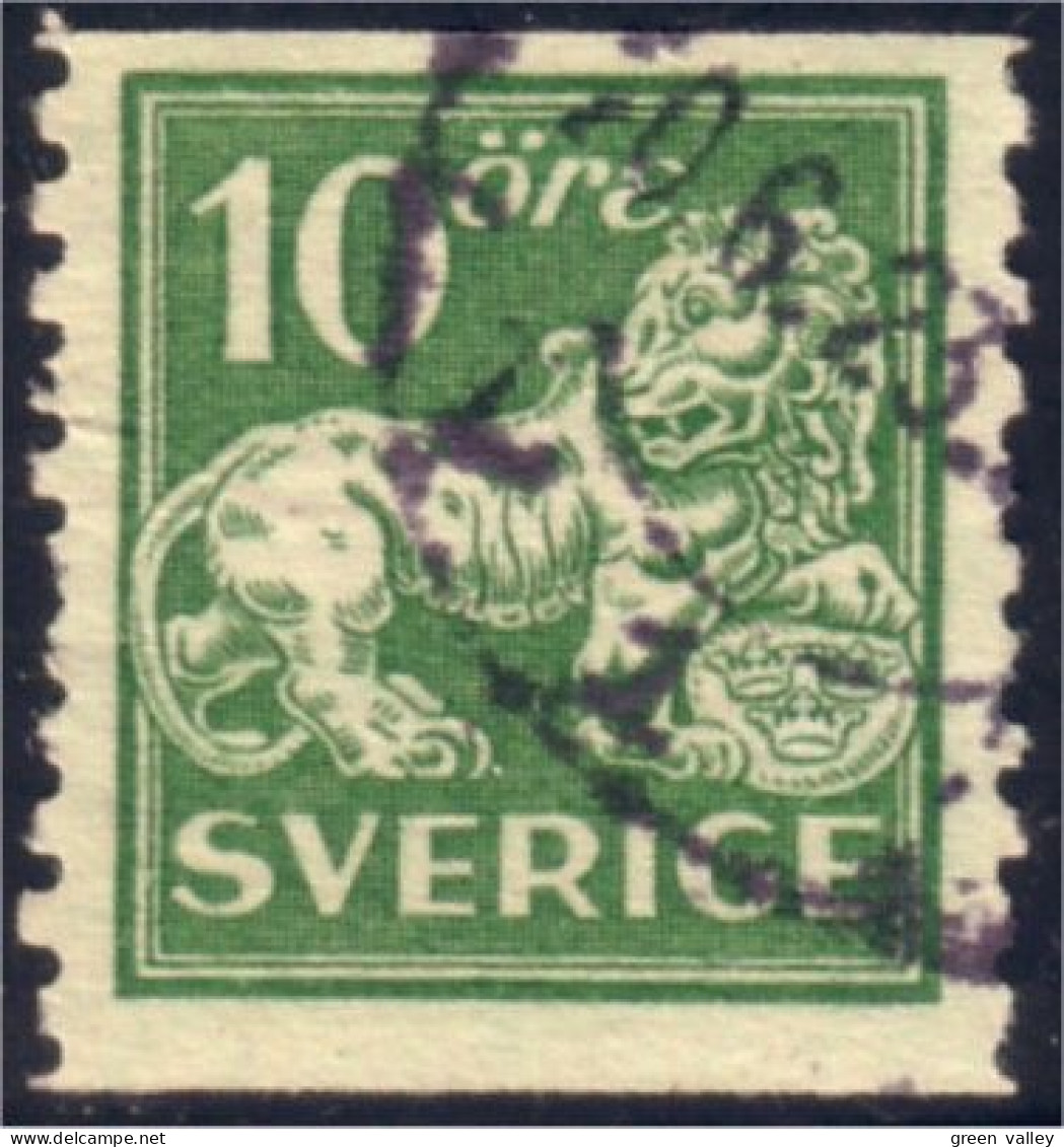 840 Sweden Lion Arms 10o Vert Green (SWE-107) - Used Stamps