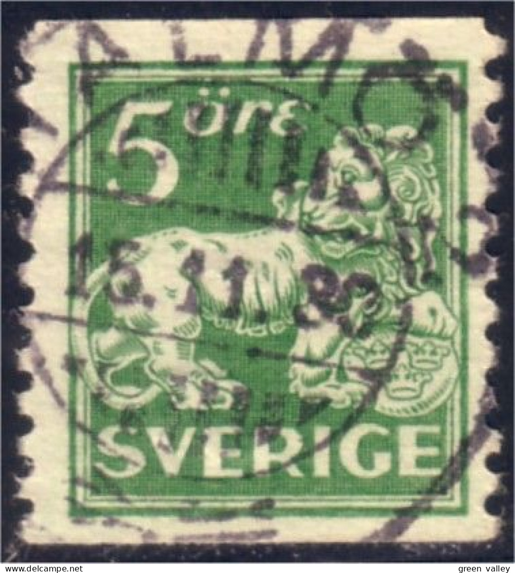 840 Sweden Lion Arms 5o Vert Green (SWE-95) - Used Stamps