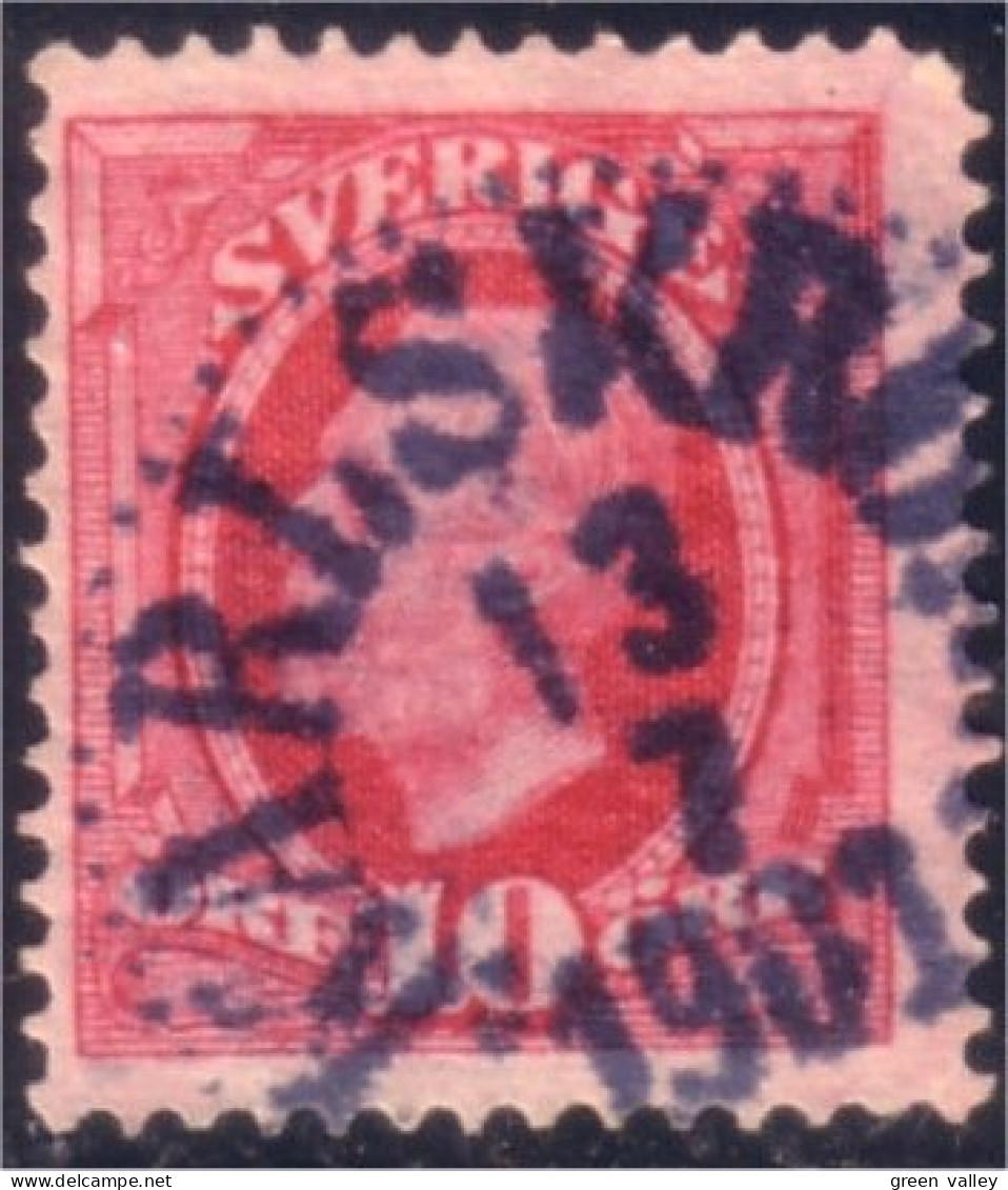 840 Sweden King Roi Oscar II 10o Carmin Carmine (SWE-94) - Used Stamps