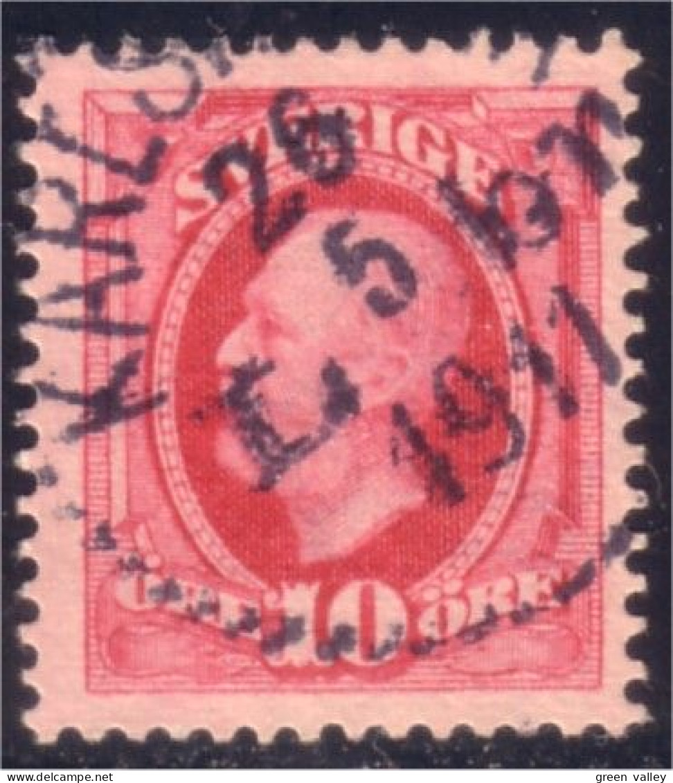 840 Sweden King Roi Oscar II 10o Carmin Carmine (SWE-93) - Used Stamps