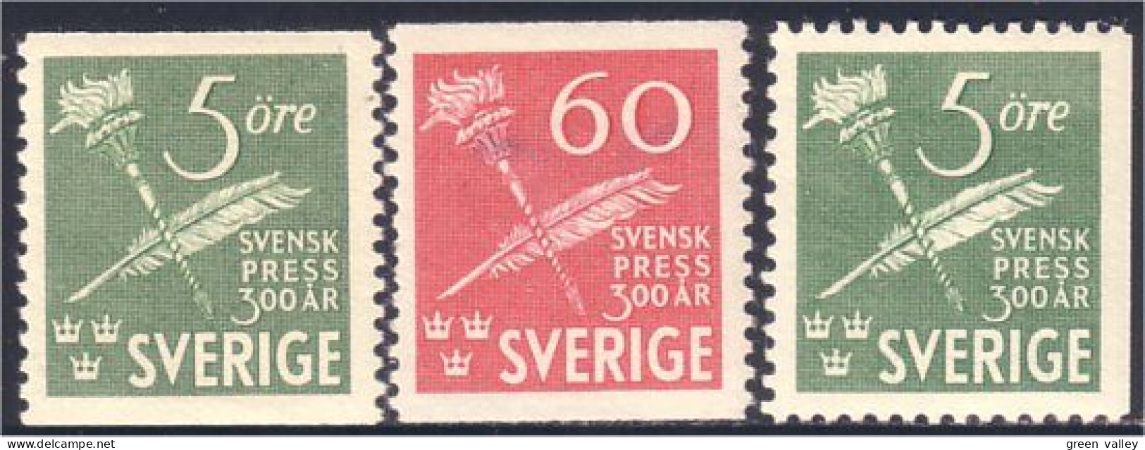 840 Sweden Torch Quill Torche Plume MH * Neuf (SWE-36) - Unused Stamps