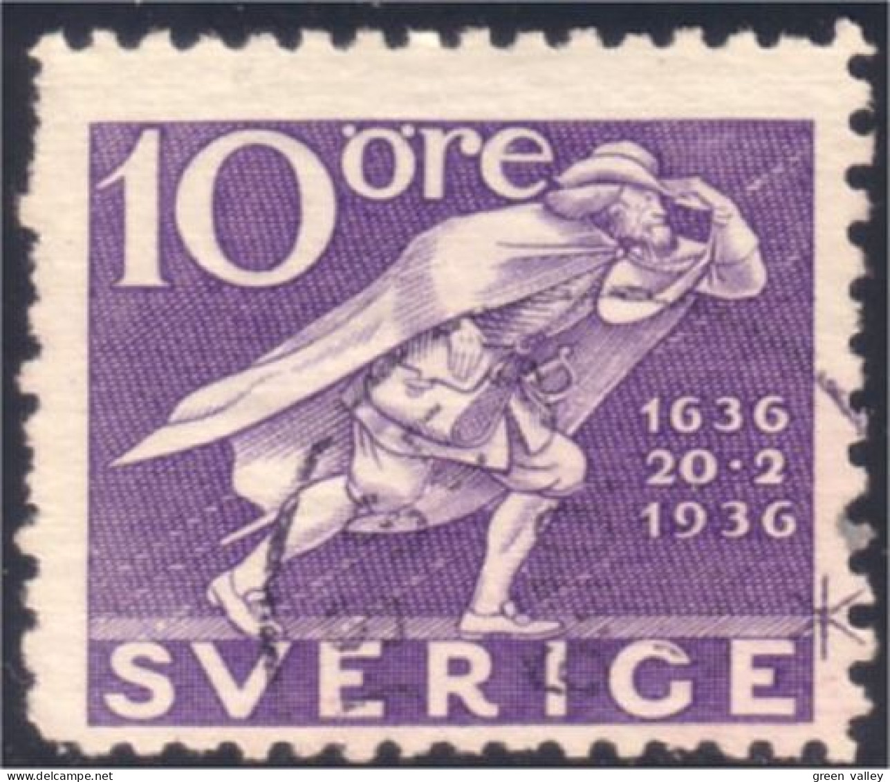 840 Sweden 10o Violet Runner (SWE-28) - Used Stamps