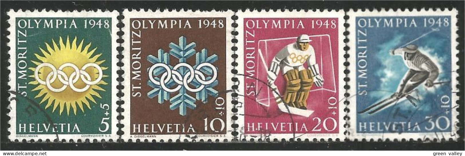 842 Suisse Olympics 1948 Ski Hockey Snow Flake St Moritz (SUI-282) - Winter 1948: St-Moritz