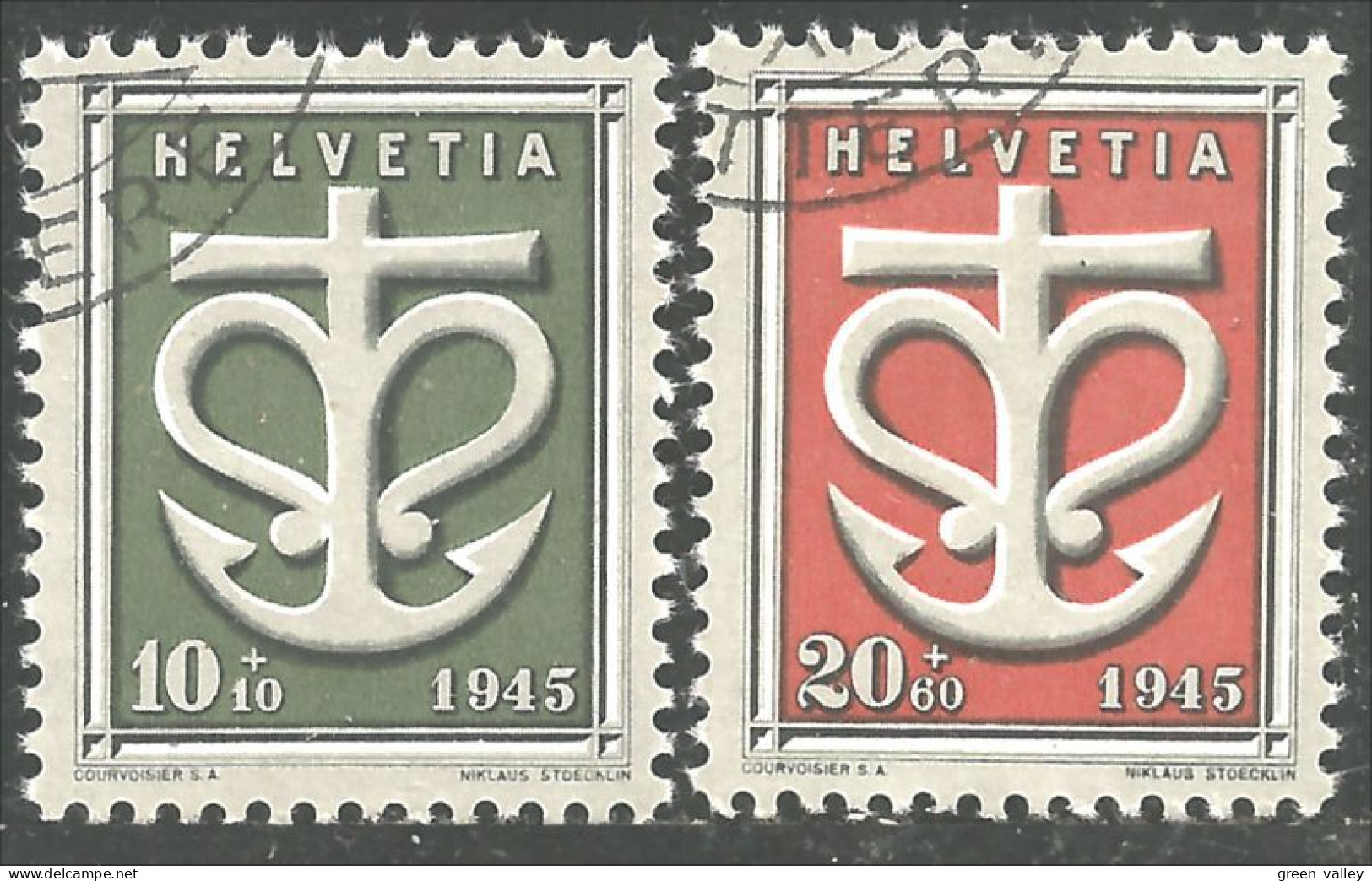 842 Suisse 1945 Symbol Faith Love  Hope Foi Espoir Amour (SUI-283) - Oblitérés