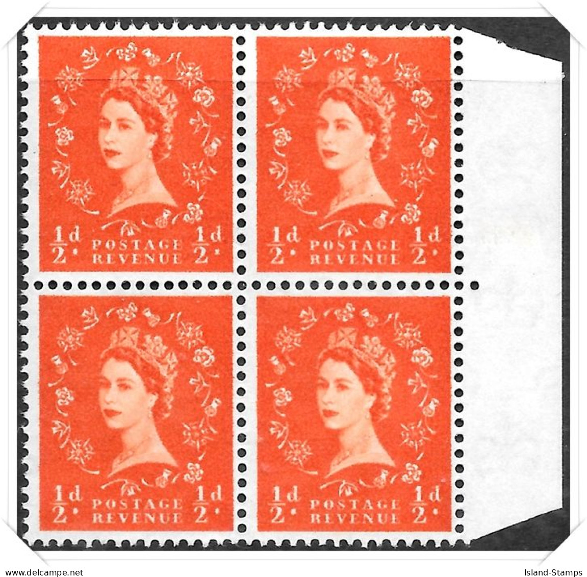 QEII Pre Decimal Wilding Definitive 1/2d Block Of 4 Unmounted Mint Hrd2a - Neufs