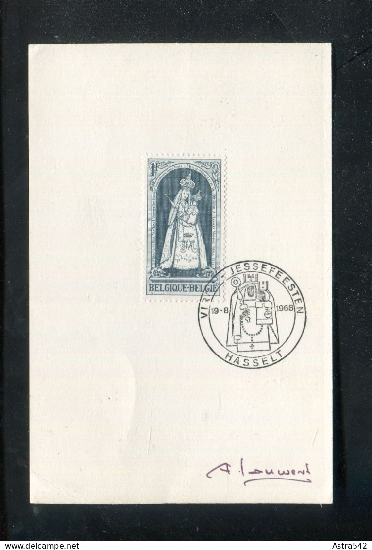 "BELGIEN" 1967, Mi. 1493 Auf Karte Mit Originalunterschrift Des Entwerfers Und SSt. (A0173) - Cartas & Documentos