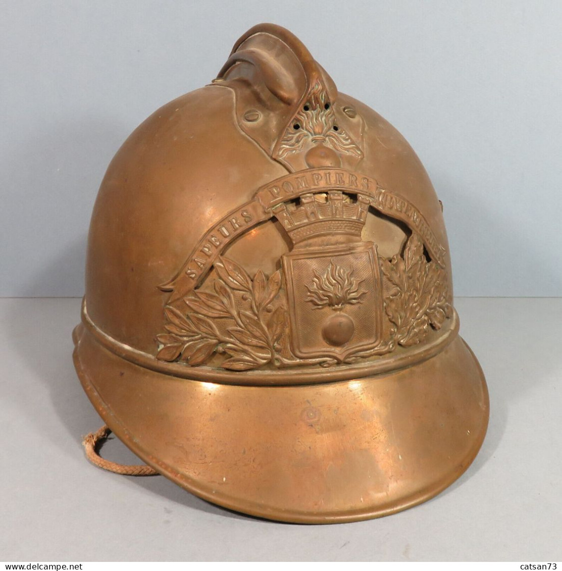 CASQUE DES SAPEURS-POMPIERS DE LA VILLE DE CHATEAUNEUF EN T 1885 1895 1900 - Hoeden