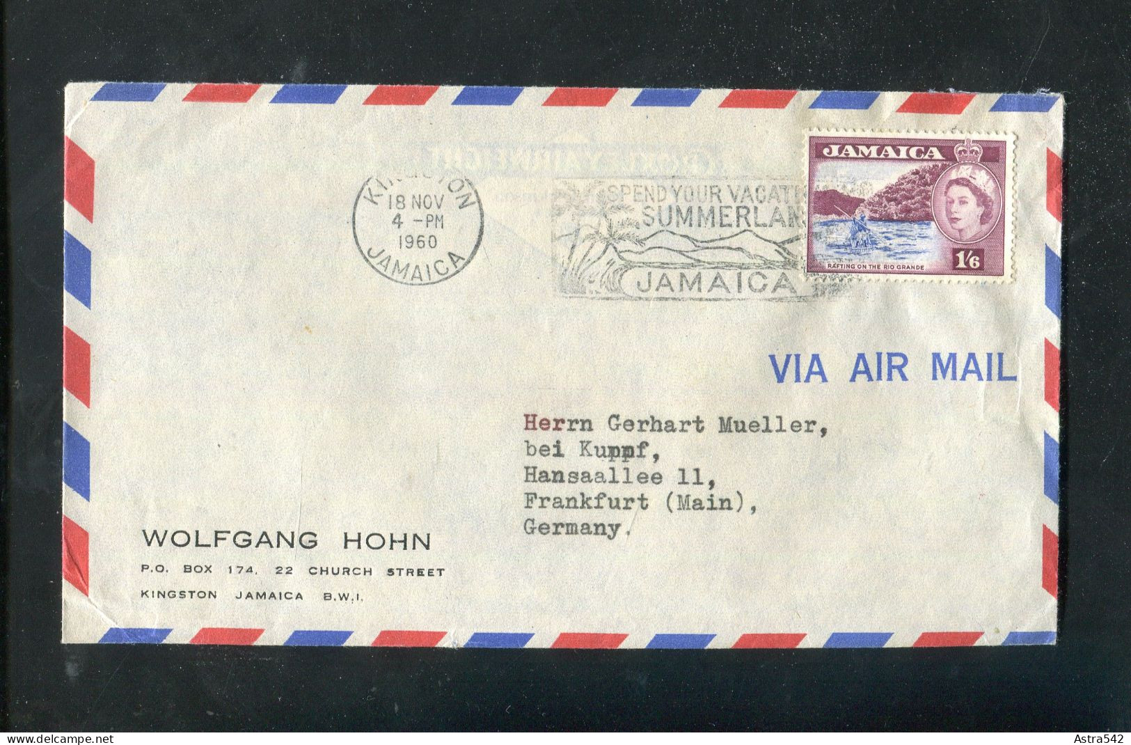 "JAMAICA" 1960, Mi. 171 EF Auf Lupo-Brief Ex Kingston Nach Deutschland (A0175) - Jamaica (...-1961)