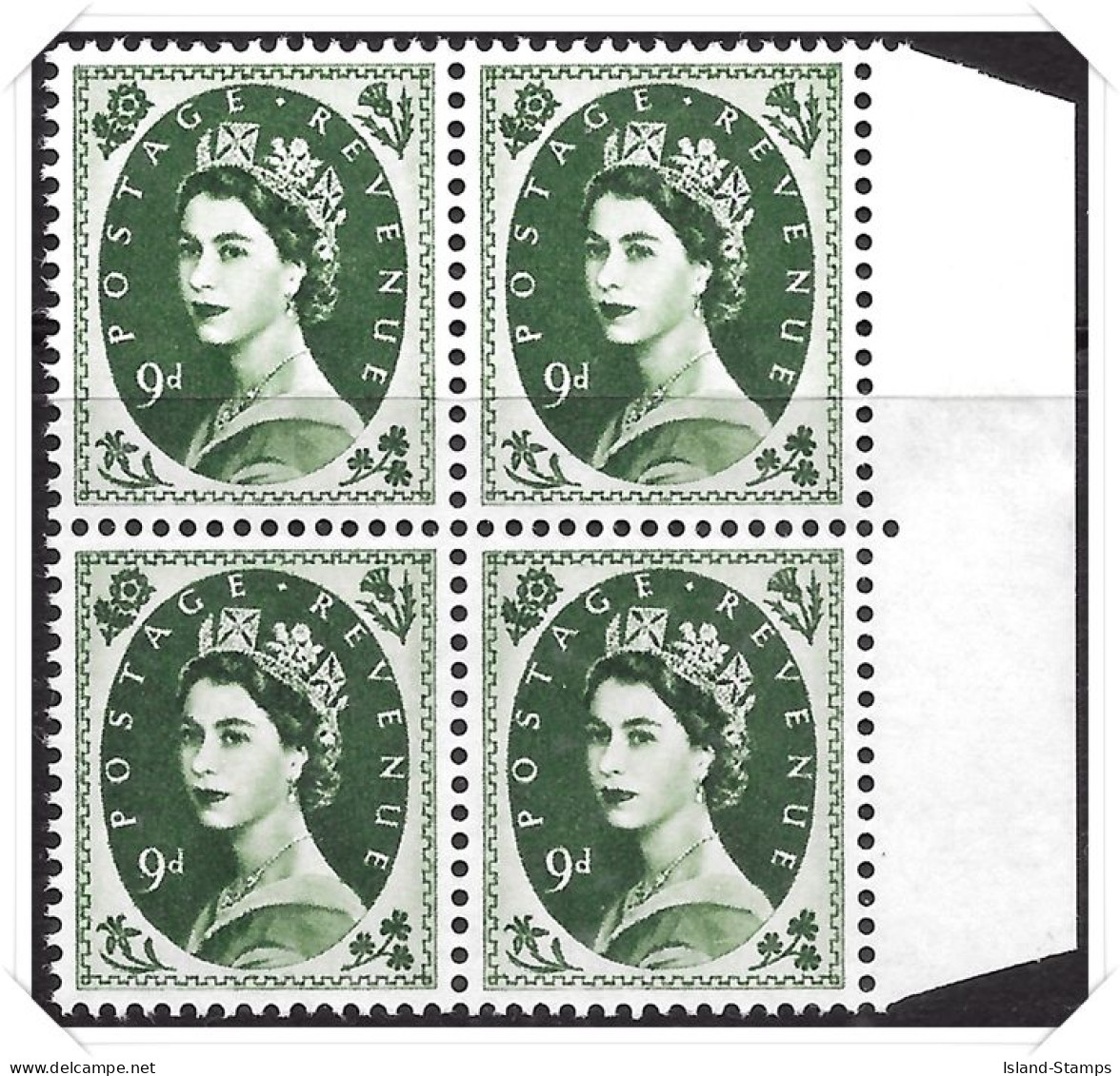 QEII Pre Decimal Wilding Definitive 9d Block Of 4 Unmounted Mint Hrd2a - Nuovi