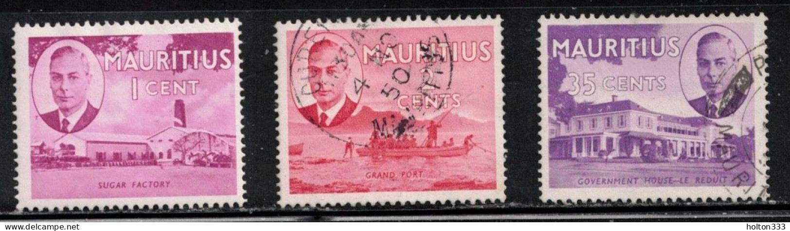 MAURITIUS Scott # 235-6, 244 Used - KGVI - Mauricio (...-1967)