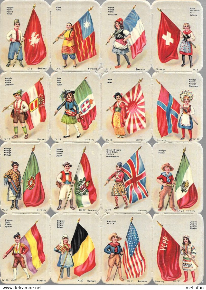 GF1509 - PLANCHE 32 CHROMOS GAUFRES CHICOREE MOKTA WILLIOT - DRAPEAUX - Other & Unclassified