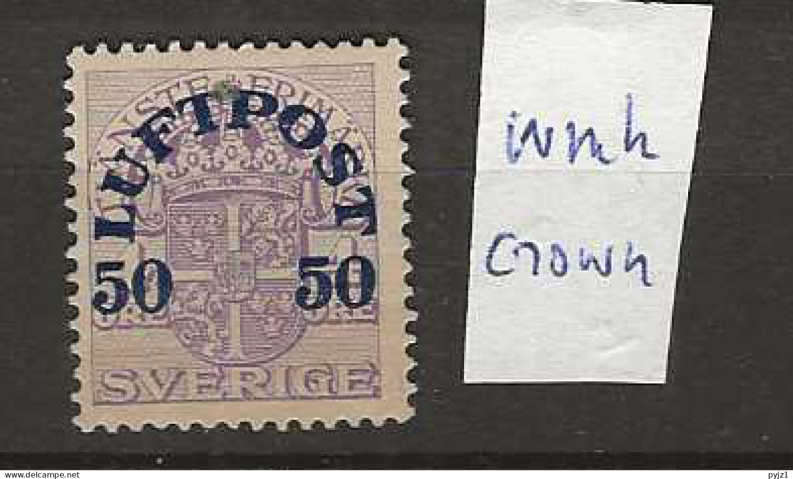 1920 MH Sweden Mi 140V Watermark Crown - Unused Stamps