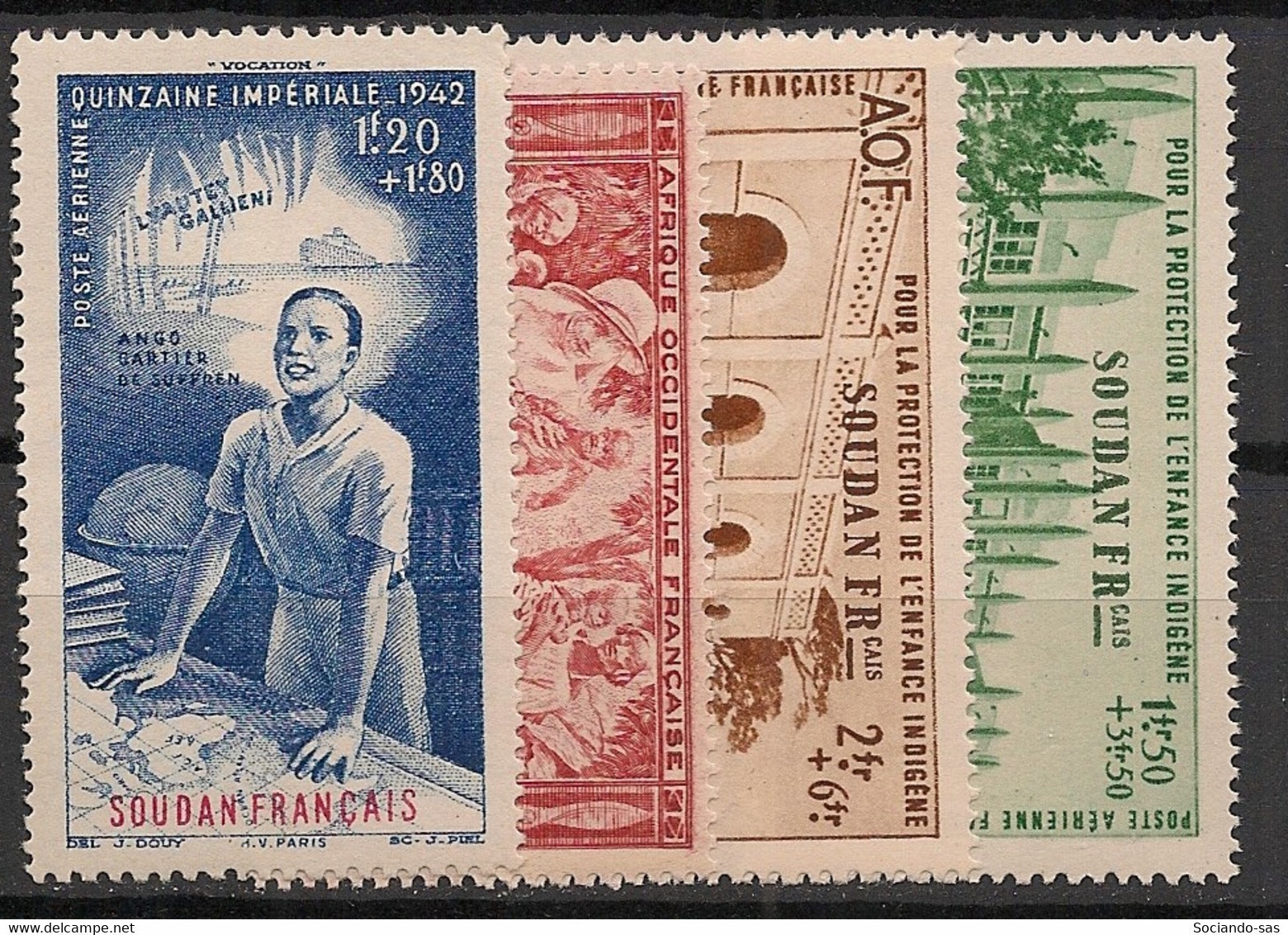 SOUDAN - 1942 - Poste Aérienne PA N°YT. 6 à 9 - Série Complète PEIQI - Neuf Luxe ** / MNH / Postfrisch - Ungebraucht