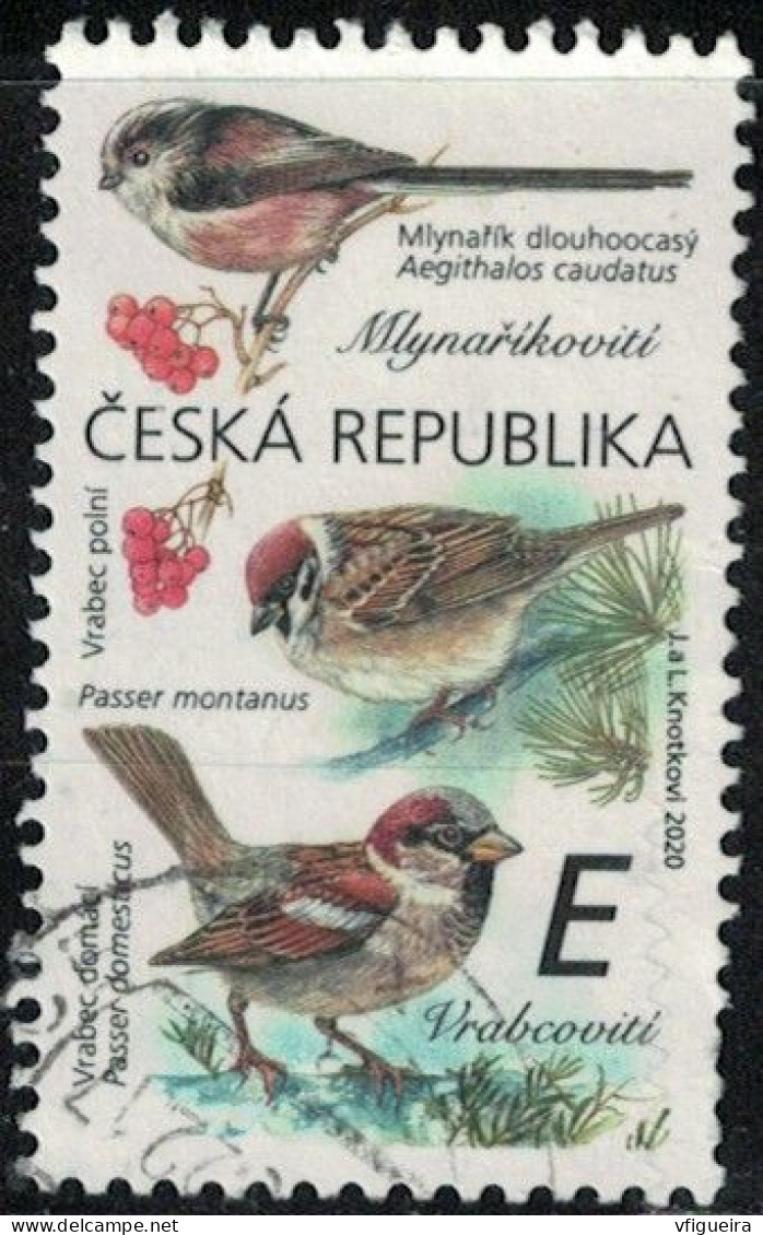 République Tchèque 2020 Oblitéré Used Oiseaux Aegithalidae Et Passeridae Y&T CZ 955 SU - Usati