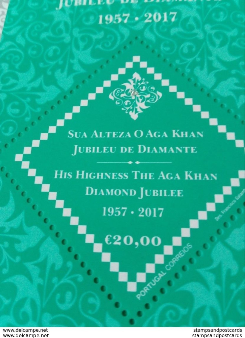 Portugal 2018 Aga Khan Jubilee Bloc Spécial Véritable Diamant Special Souvenir Sheet Real Diamond Islam Ismaili - Unused Stamps