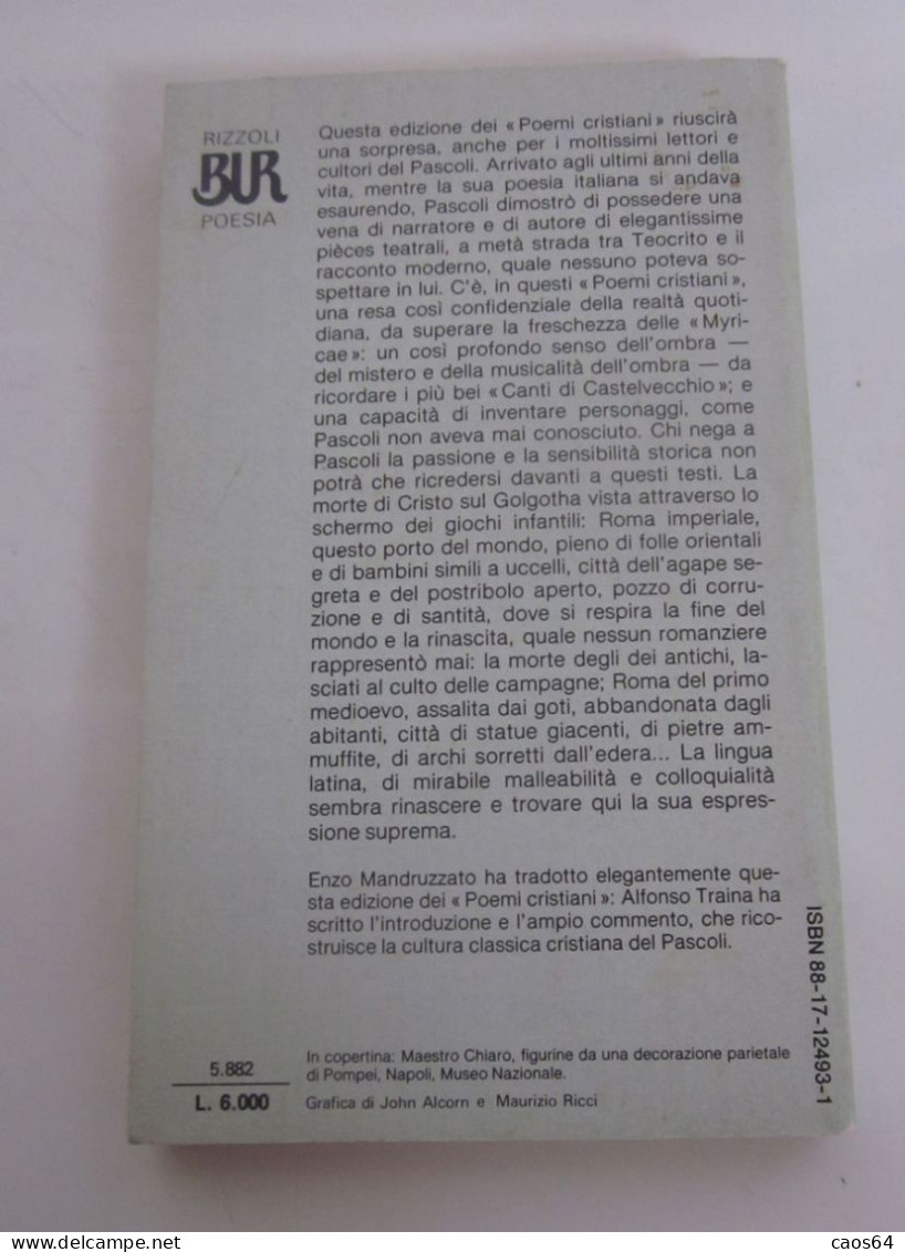 Poemi Cristiani Giovanni Pascoli 1984 BUR - Poetry