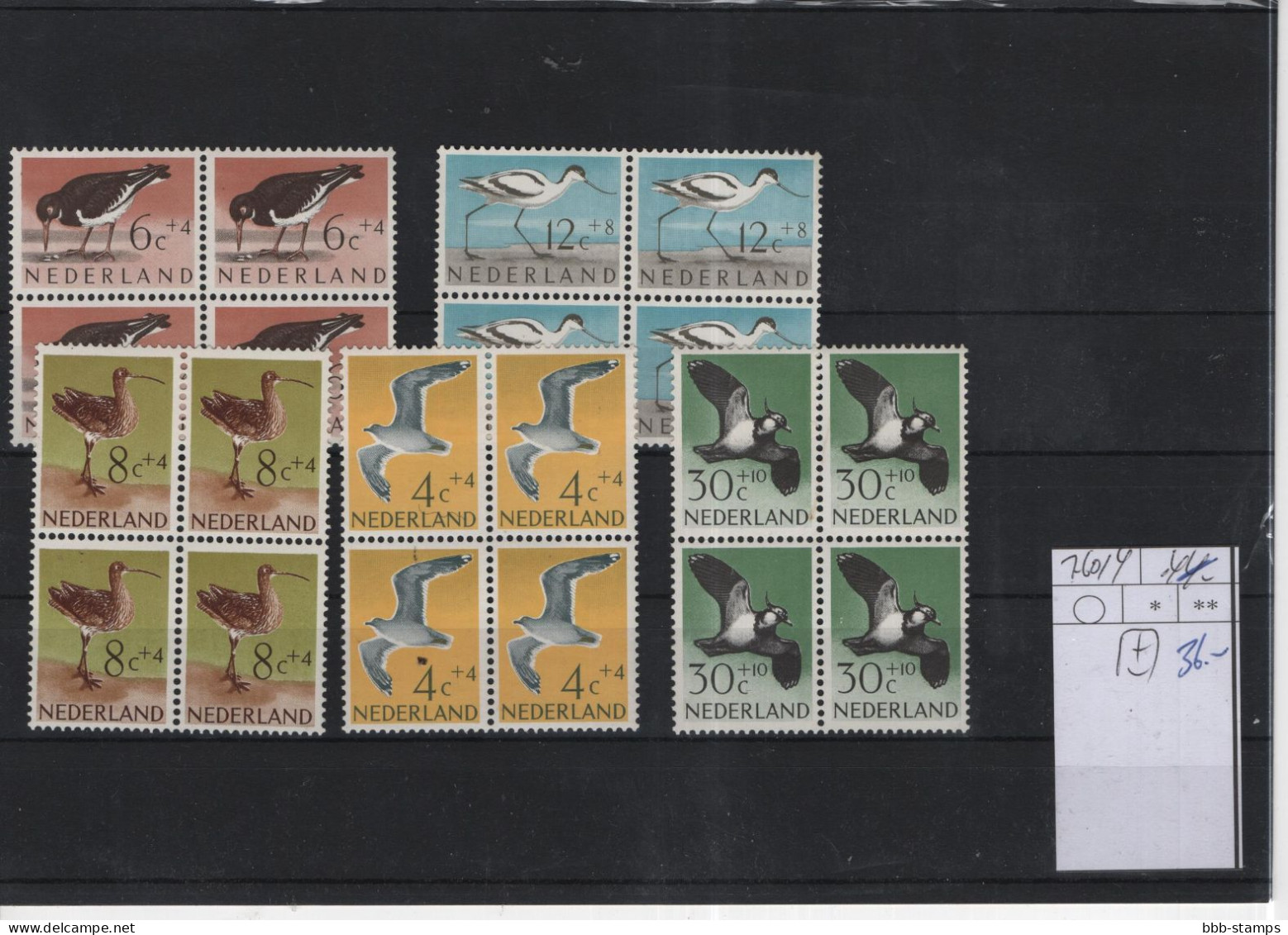 Niederlande Michel Cat.No.  Mnh/** 760/764 Birds Blocs Of Four - Neufs