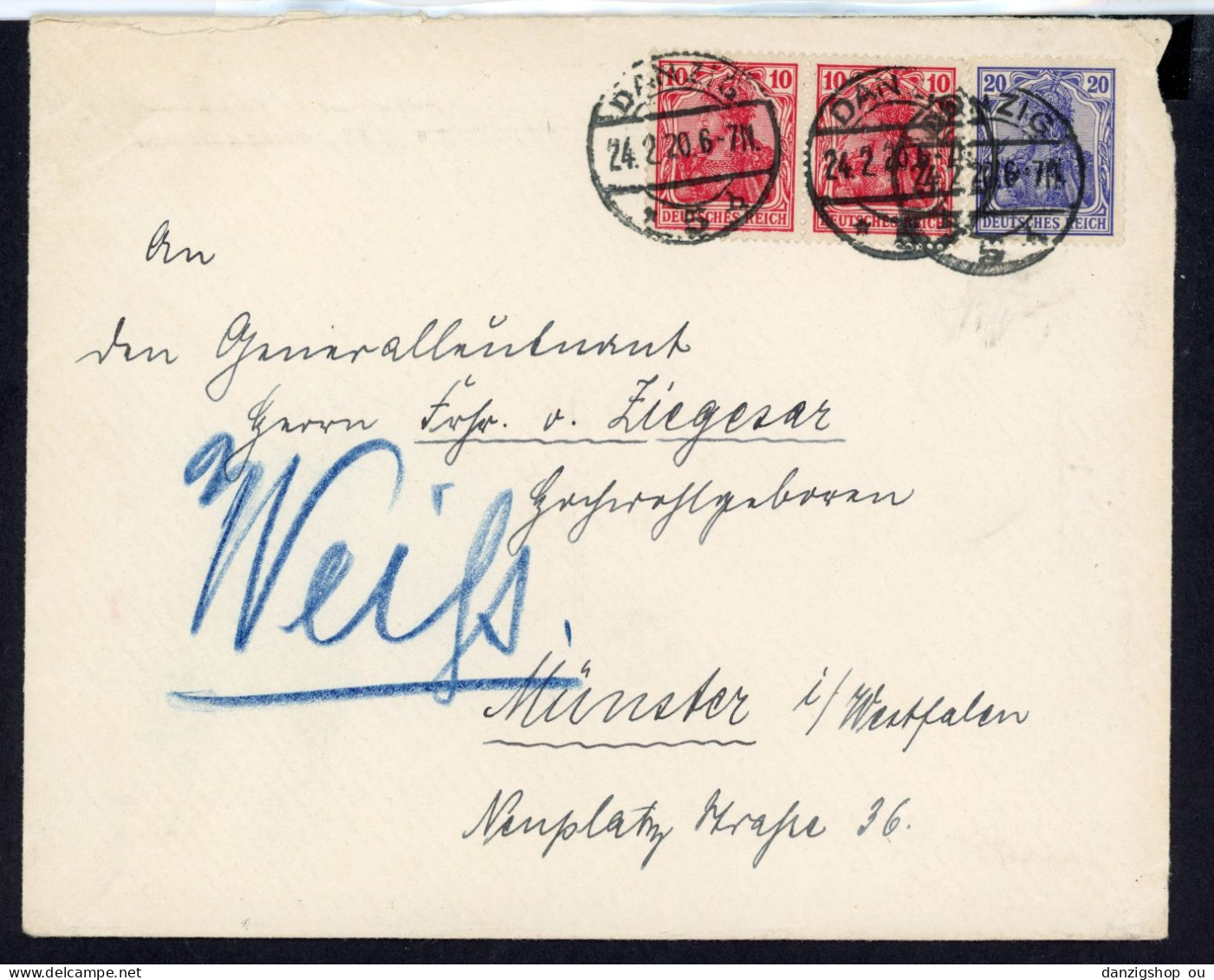Danzig Vorläufer VL Brief MeF 86 IIa, 87 IId, Geprüft BPP - Brieven En Documenten
