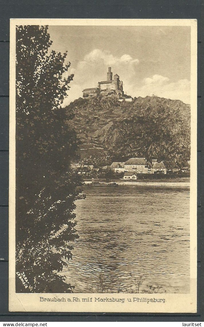 Germany Deutschland Braubach A. Rhein Mit Marksburg Und Philipsburg, Used, O 1927 - Braubach