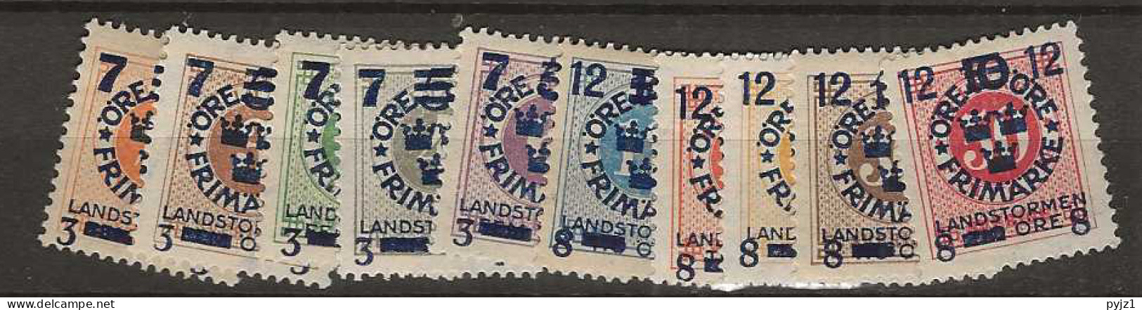 1918 MH Sweden Mi 115-124 - Unused Stamps