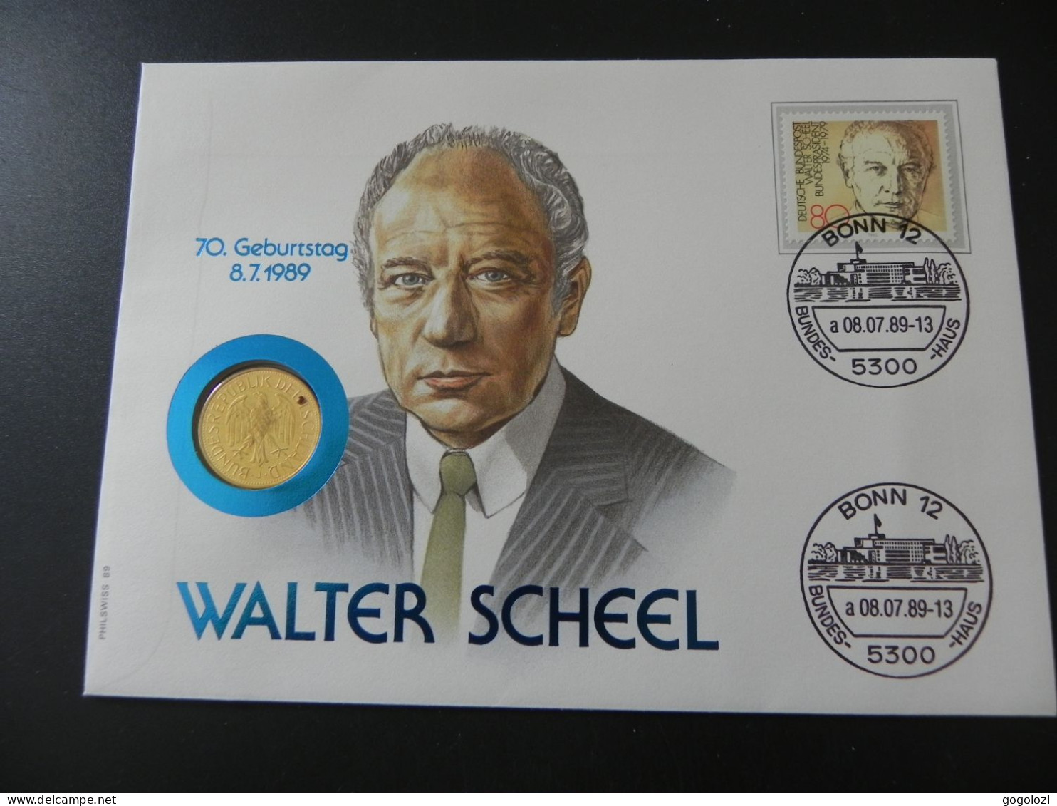 Deutschland Germany 1 Mark 1989 J - Walter Scheel - Numis Letter - 1 Mark