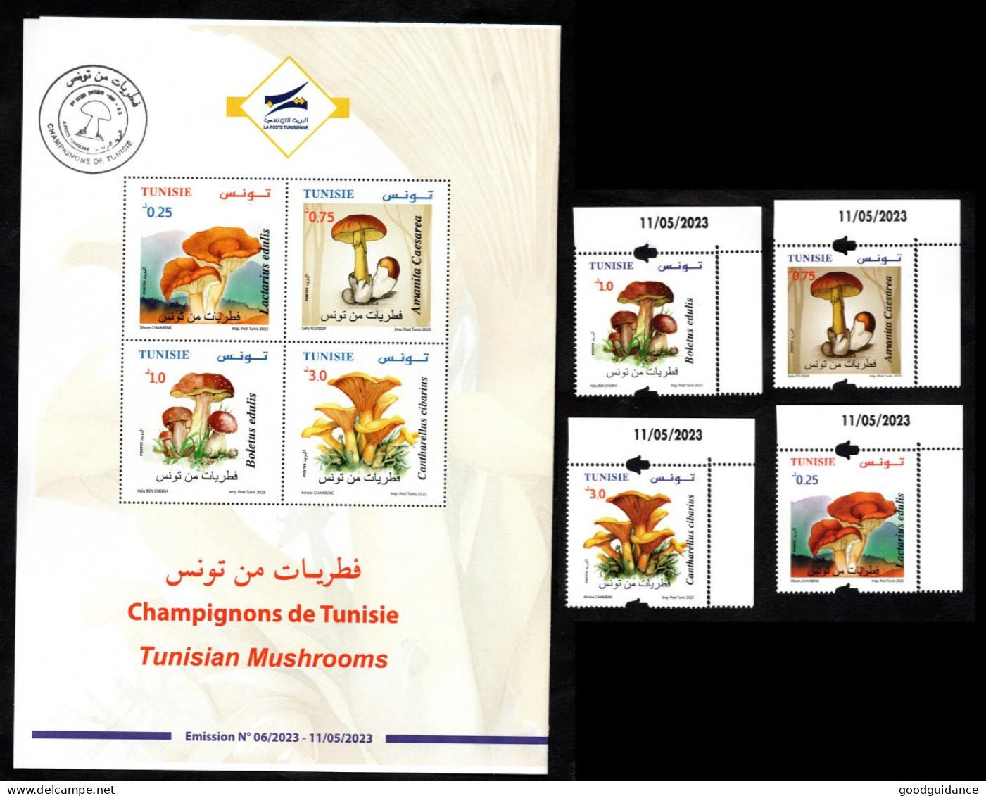 2023 - Tunisia - Tunisie - Mushrooms- Champignons -Complete Set- Série Complète 4v.MNH** Coin Daté - Dated Corner - Hongos