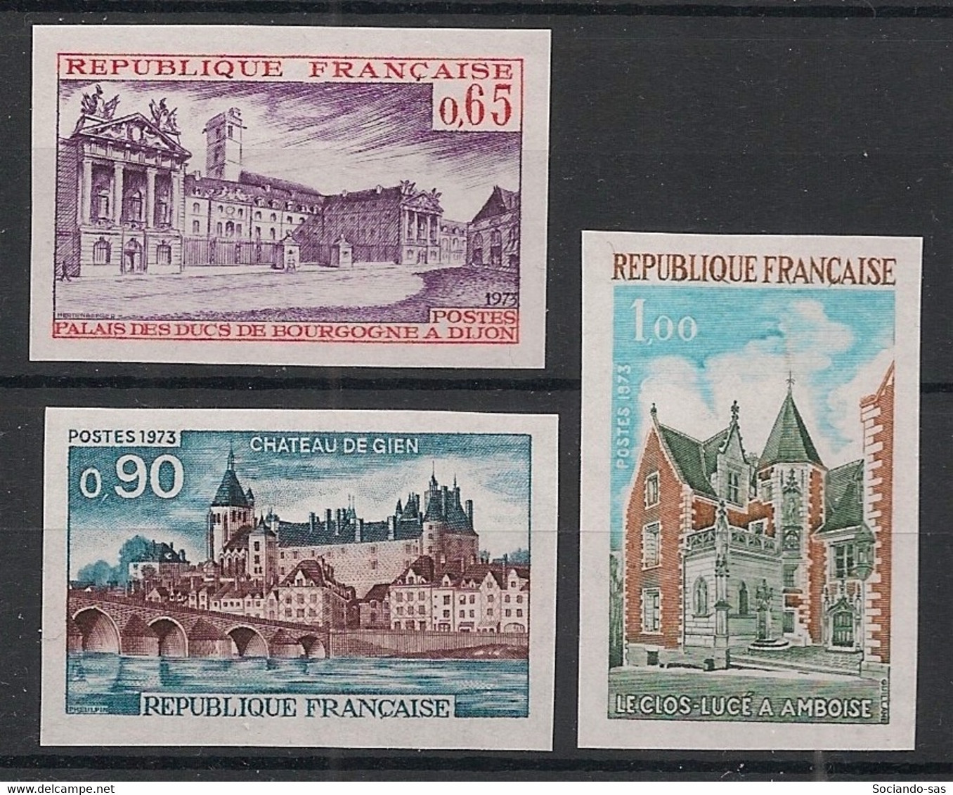 FRANCE - 1973 - N°YT. 1757a à 1759a - Sites - Non Dentelé / Imperf. - Neuf Luxe ** / MNH / Postfrisch - 1971-1980
