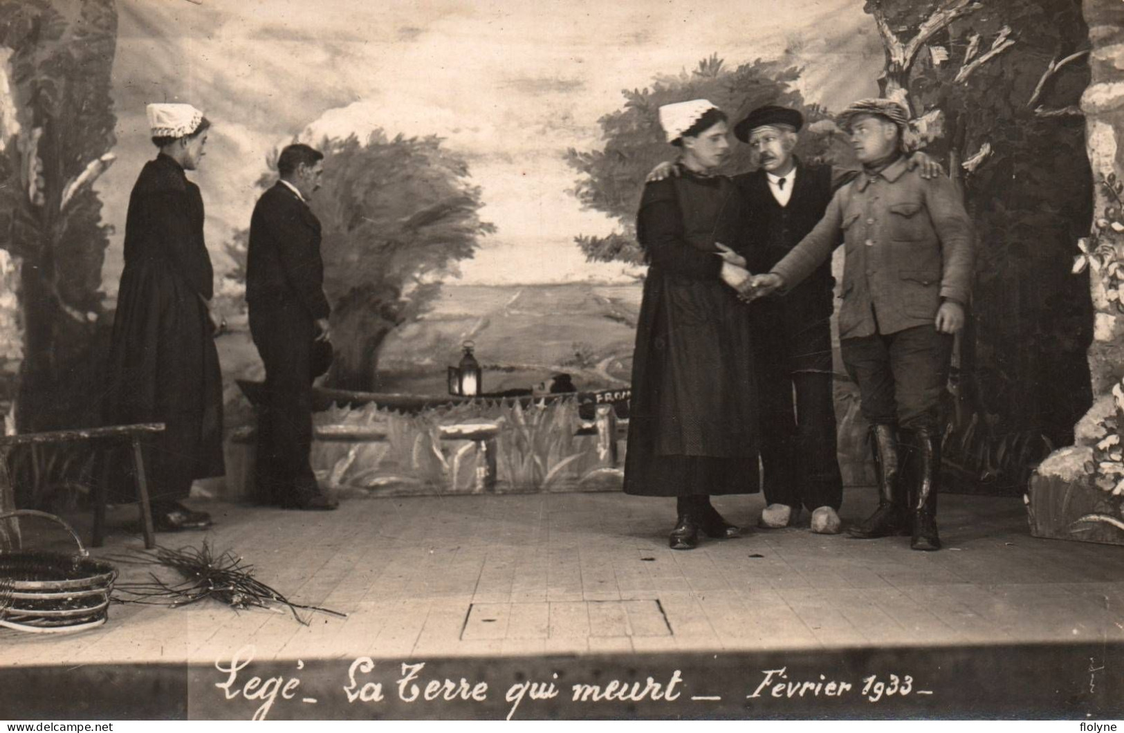 Legé - 3 Cartes Photos - Pièce De Théâtre LA TERRE QUI MEURT , Février 1933 - Spectacle Acteurs - Legé