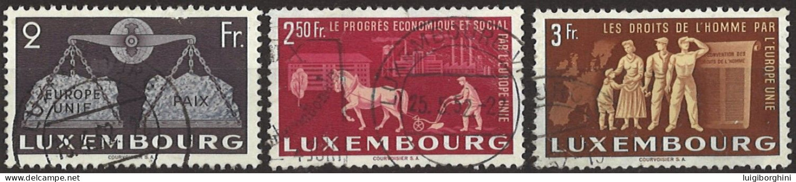 LUSSEMBURGO 1951 - Per Una Europa Unita - 3 Valori Usati - Oblitérés