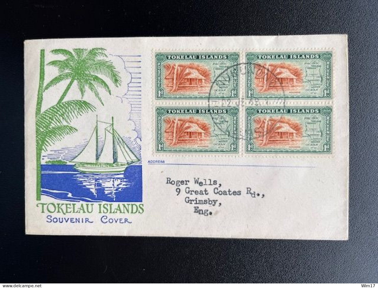 TOKELAU 1948 CIRCULATED FDC DEFINITIVE ISSUES SEND TO GRIMSBY 22-06-1948 - Tokelau