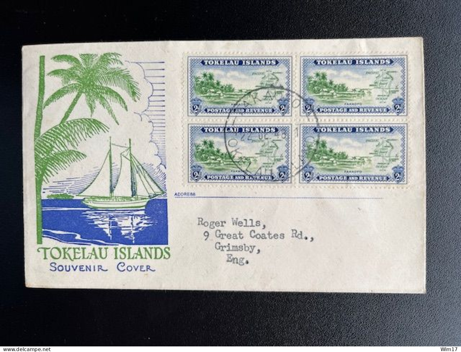 TOKELAU 1948 CIRCULATED FDC DEFINITIVE ISSUES SEND TO GRIMSBY 22-06-1948 - Tokelau