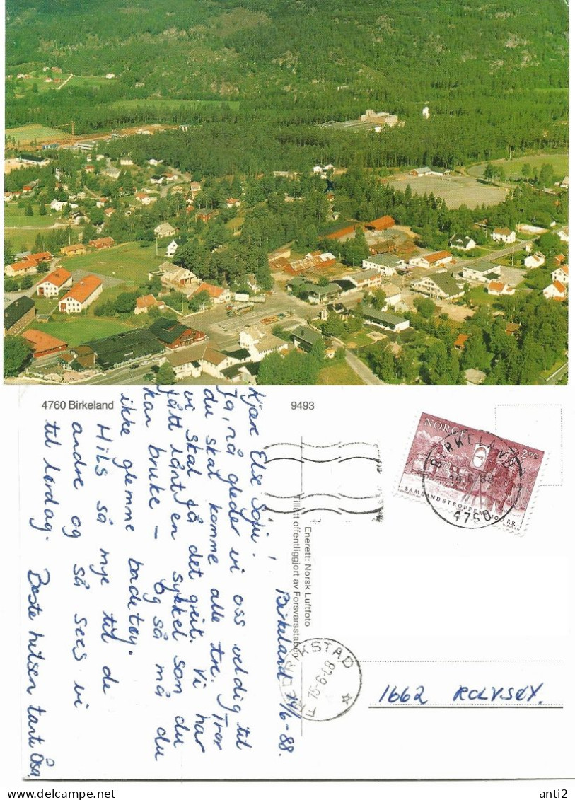 Norway Postcard 1988    4760 Birkeland - Cancelled  Birkeland 14.6.88   / Fredrikstad 15.6.88 - Storia Postale