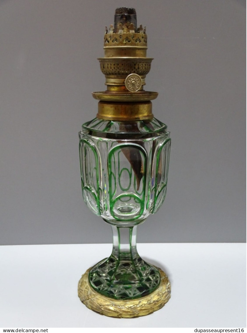 -RARE LAMPE A PETROLE CRISTAL Taillé BACCARAT Ou ST LOUIS XIXe E - Leuchten & Kronleuchter