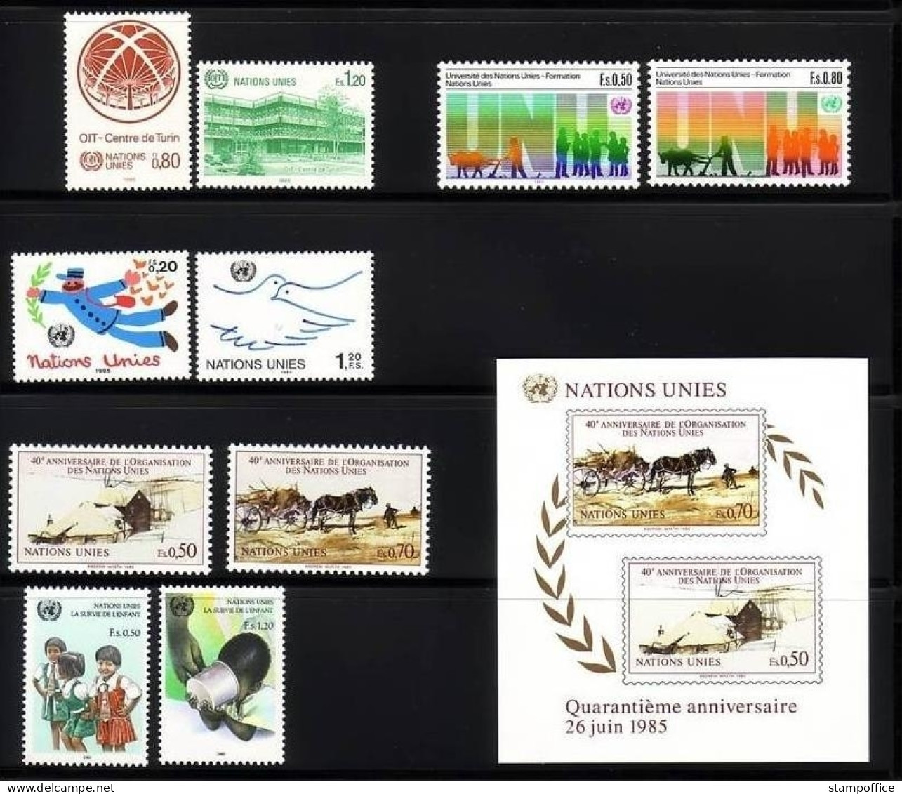 UNO GENF JAHRGANG 1985 POSTFRISCH MIT BLOCK 3 - Unused Stamps