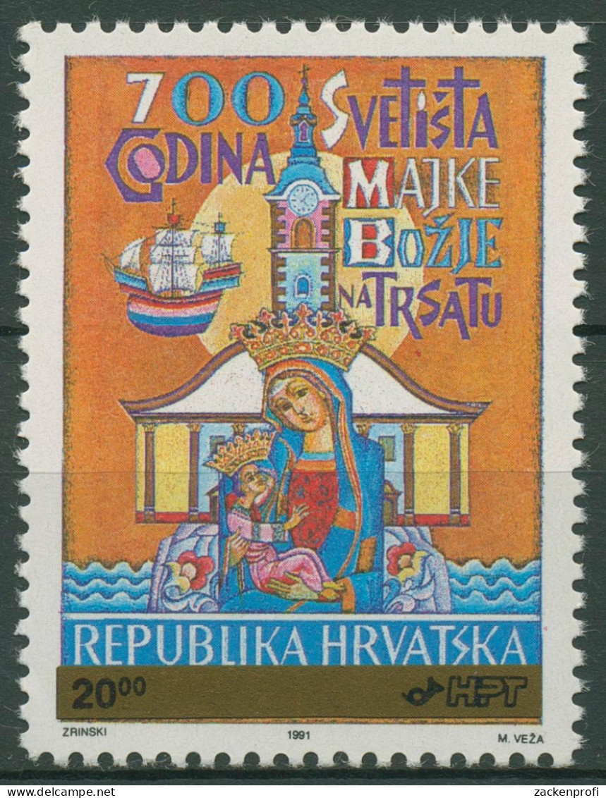 Kroatien 1992 Zwangszuschlagsmarke MiNr. 9 A Mit Aufdruck 185 Postfrisch - Croatie