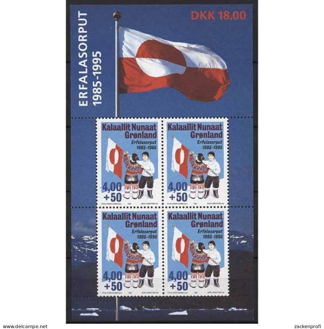 Grönland 1995 10 Jahre Grönländische Flagge Block 9 Postfrisch (C13830) - Nuevos