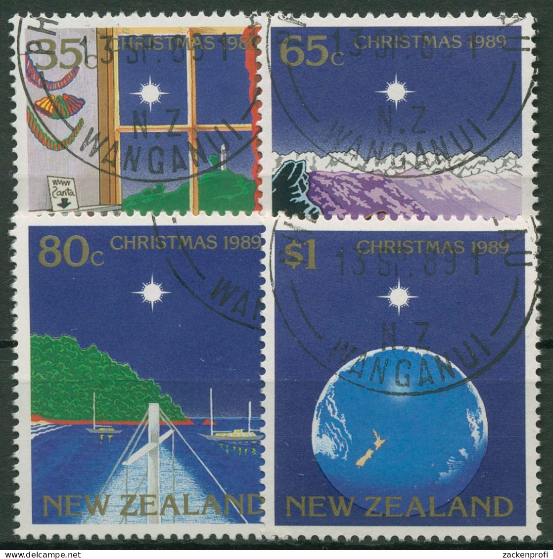 Neuseeland 1989 Weihnachten Berge Erdball Yachthafen 1084/87 Gestempelt - Gebraucht