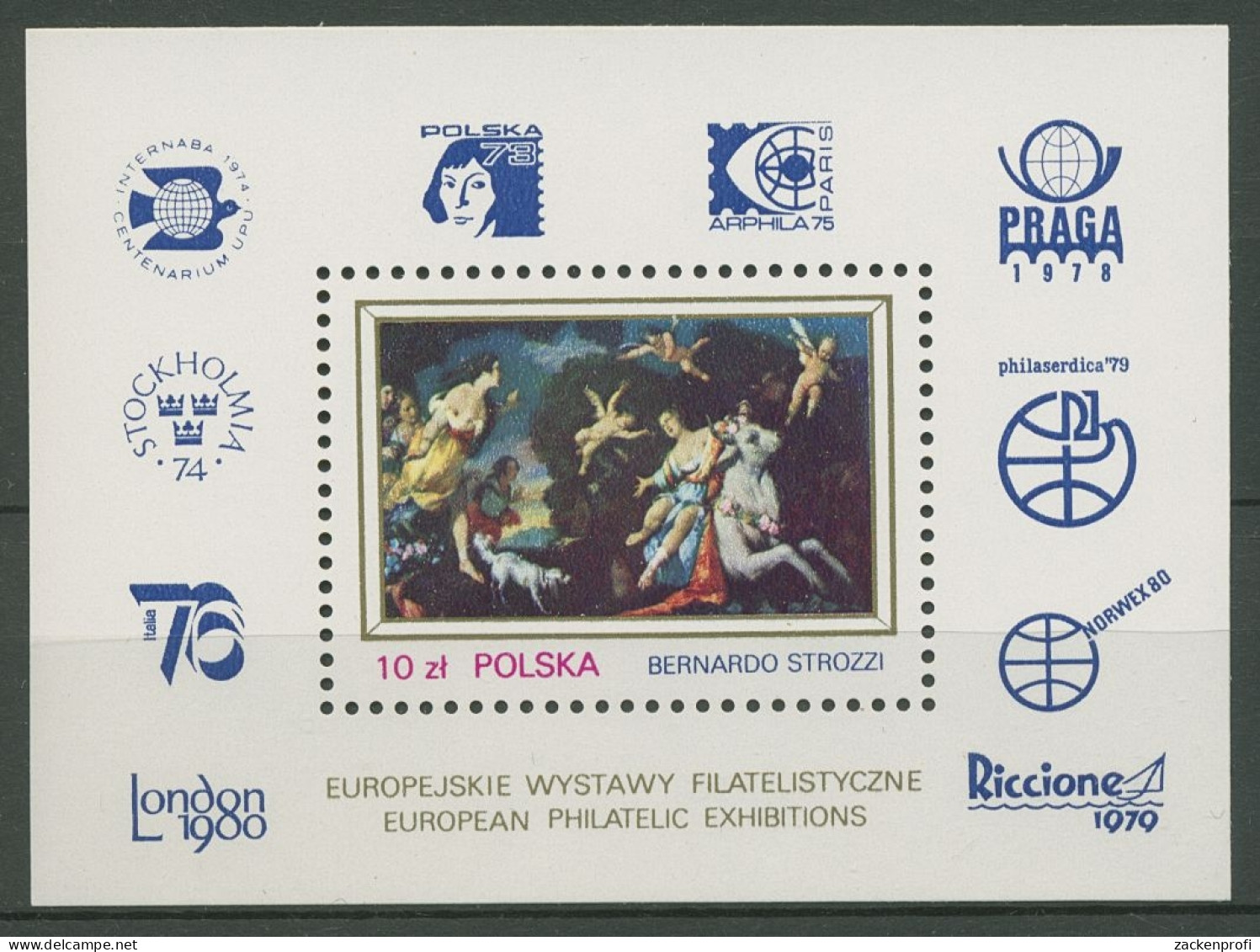 Polen 1979 Briefmarkenausstellungen In Europa Block 78 Postfrisch (C93310) - Blocs & Hojas