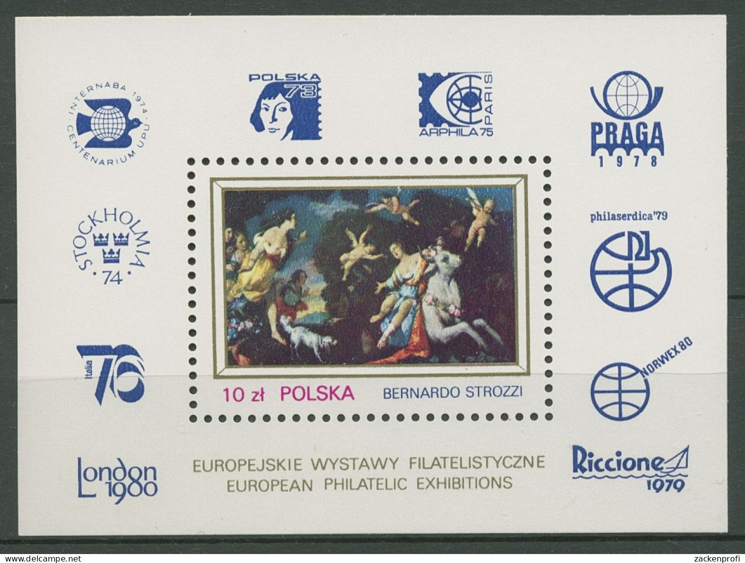 Polen 1979 Briefmarkenausstellungen In Europa Block 78 Postfrisch (C93310) - Blokken & Velletjes